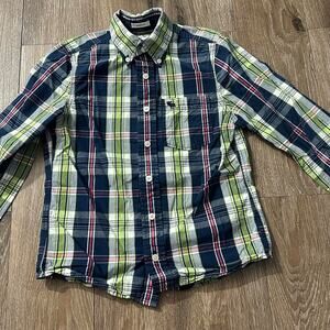 Abercrombie kids boys plaid shirt Boys Medium blue green pink